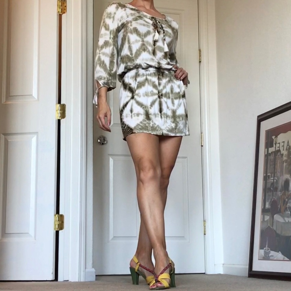 Green Tie Dye Beach Cover Tunic Dress